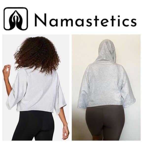Namastetics Hoodie Athleisure NEW Activewear Pullover Lounge XL Grey Crop - Picture 6 of 15